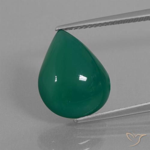 6.66ct Natürlicher Mittleres Dunkelgrün Achat, Birnenform, Lichtdurchlässig