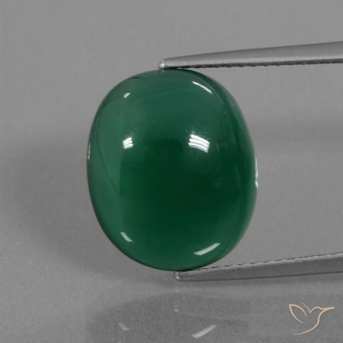 7.32ct Natürlicher Mitteltiefgrün Achat, Oval, Lichtdurchlässig