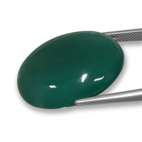 42,59 ctw natürlicher grüner Achat, Oval Schliff, Lichtdurchlässig
