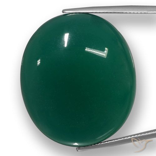 58.42ct Natürlicher Mittleres Dunkelgrün Achat, Oval, Lichtdurchlässig