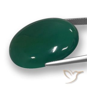 9,17 ctw natürlicher Mittleres Dunkelgrün Achat, Oval, Lichtdurchlässig