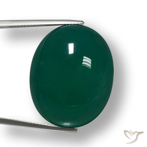 48.61ct Natürlicher Kühles Grün Achat, Oval, Lichtdurchlässig