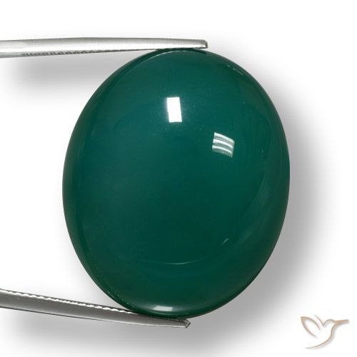 59.33ct Natürlicher Kühles Grün Achat, Oval, Lichtdurchlässig