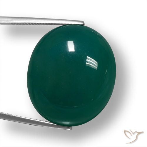 50.18ct Natürlicher tiefgrün Achat, Oval, Lichtdurchlässig