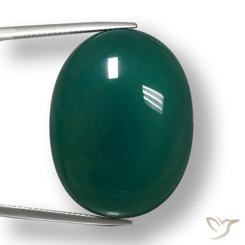 52.23ct Natürlicher tiefgrün Achat, Oval, Lichtdurchlässig