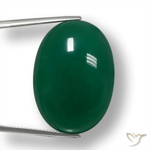 55.68ct Natürlicher Mittelgrün Achat, Oval, Lichtdurchlässig