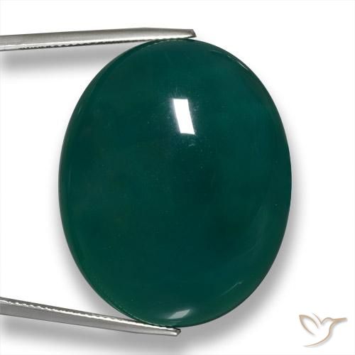 63.79ct Natürlicher Kühles Grün Achat, Oval, Lichtdurchlässig