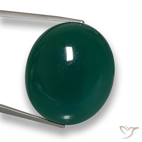 59.91ct Natürlicher tiefgrün Achat, Oval, Lichtdurchlässig