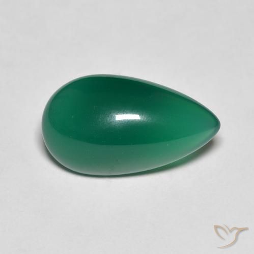 3.75ct Natürlicher Mittleres Dunkelgrün Achat, Birnenform, Lichtdurchlässig