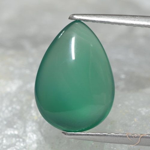 3.00ct Natürlicher Kühles Grün Achat, Birnenform, Lichtdurchlässig, Photo A