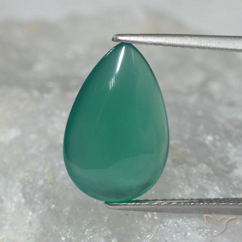 4.40ct Natürlicher Kühles Grün Achat, Birnenform, Lichtdurchlässig