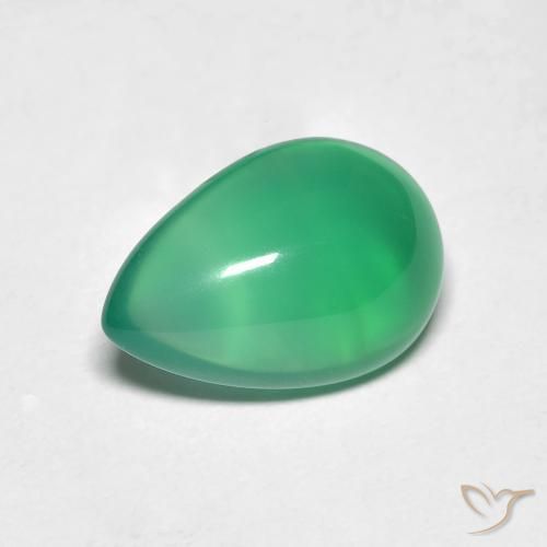 2.77ct Natürlicher Warmes Grün Achat, Birnenform, Lichtdurchlässig