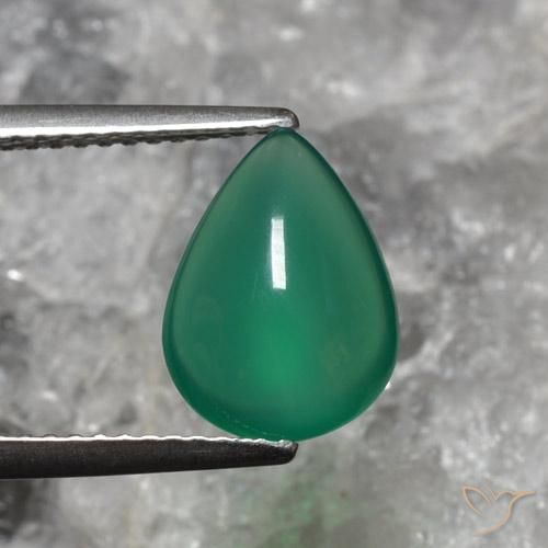 2.40ct Natürlicher Waldgrün Achat, Birnenform, Lichtdurchlässig