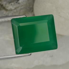6,24 ctw natürlicher grüner Achat, Smaragdschliff, Lichtdurchlässig