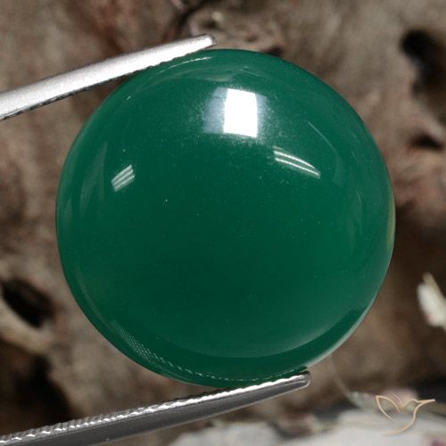 19.81ct Natürlicher Mittleres Dunkelgrün Achat, Runden, Lichtdurchlässig