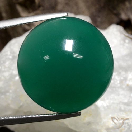 25.49ct Natürlicher Kieferngrün Achat, Runden, Lichtdurchlässig, Photo A