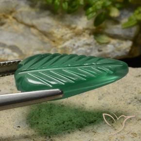 9,17 ctw natürlicher Mittelgrün Achat, Blumen-Schliff, Lichtdurchlässig