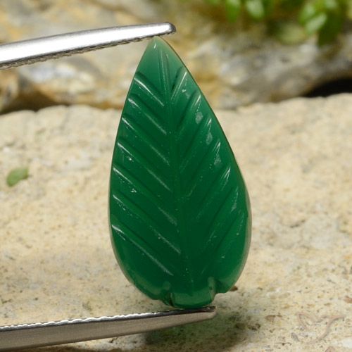 4.96ct Natürlicher Mittelgrün Achat, Blumen-Schliff, Lichtdurchlässig
