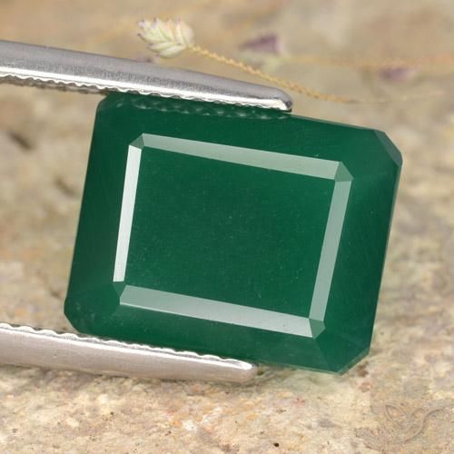 5.06ct Natürlicher gelblich-grün Achat, Smaragdschliff, Lichtdurchlässig