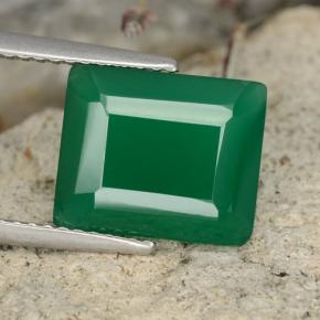 3,78 ctw natürlicher grüner Achat, Smaragdschliff, Lichtdurchlässig