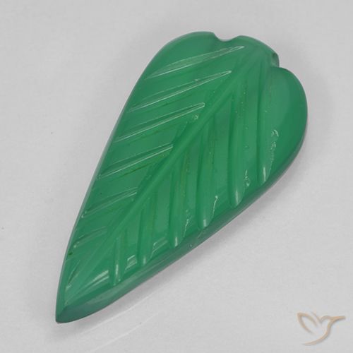 2.38ct Natürlicher Mittelgrün Achat, Blumen-Schliff, Lichtdurchlässig