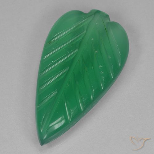 2.97ct Natürlicher Mittelgrün Achat, Blumen-Schliff, Transparent