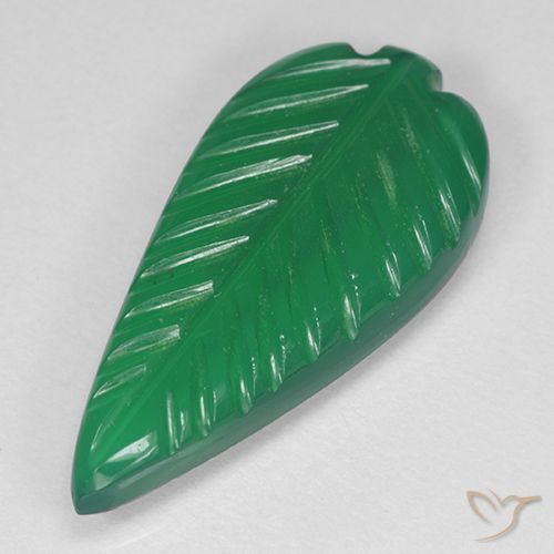 3.88ct Natürlicher Mittelgrün Achat, Blumen-Schliff, Lichtdurchlässig