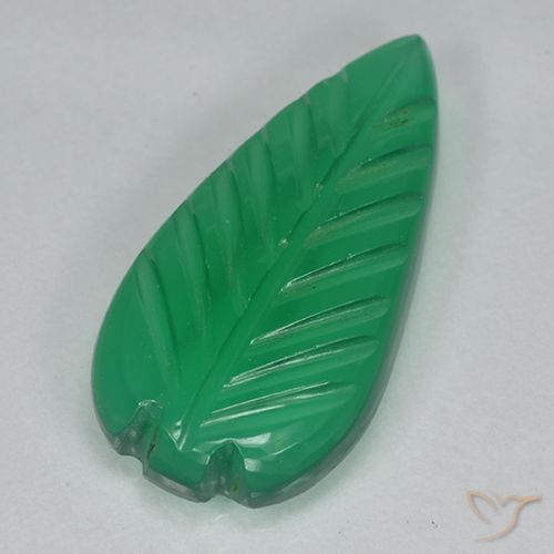 3.72ct Natürlicher Mittelgrün Achat, Blumen-Schliff, Lichtdurchlässig
