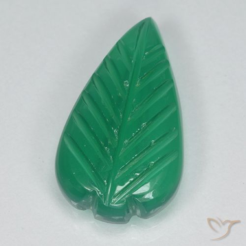 3.59ct Natürlicher Mittelgrün Achat, Blumen-Schliff, Lichtdurchlässig