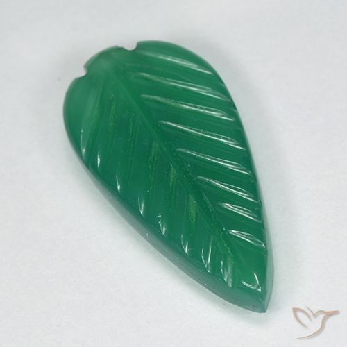 3.14ct Natürlicher Mittelgrün Achat, Blumen-Schliff, Lichtdurchlässig