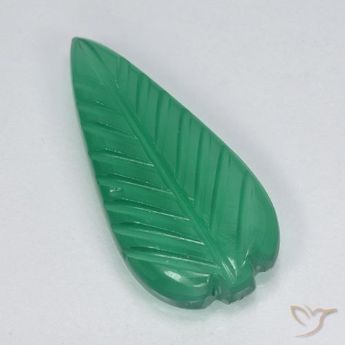 3.24ct Natürlicher Mittelgrün Achat, Blumen-Schliff, Lichtdurchlässig