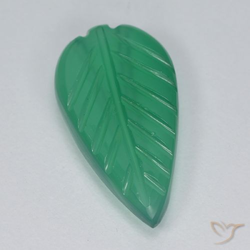 3.09ct Natürlicher Mittelgrün Achat, Blumen-Schliff, Lichtdurchlässig