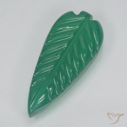 3.49ct Natürlicher Warmes Grün Achat, Blumen-Schliff, Lichtdurchlässig