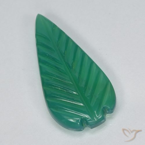 2.09ct Natürlicher Mittelgrün Achat, Blumen-Schliff, Lichtdurchlässig