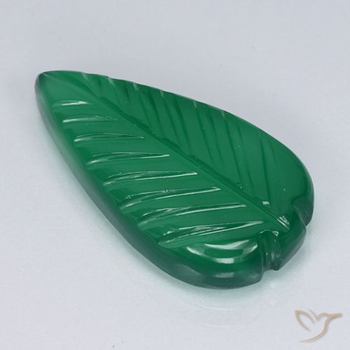 4.56ct Natürlicher Warmes Grün Achat, Blumen-Schliff, Lichtdurchlässig