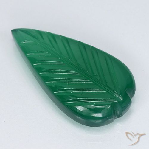 3.82ct Natürlicher Mitteltiefgrün Achat, Blumen-Schliff, Lichtdurchlässig, Photo A