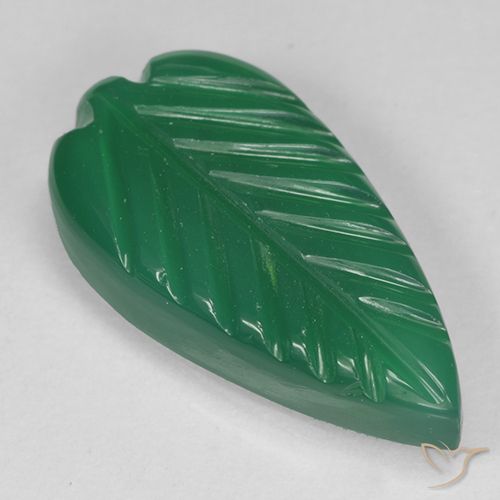 3.98ct Natürlicher Warmes Grün Achat, Blumen-Schliff, Lichtdurchlässig