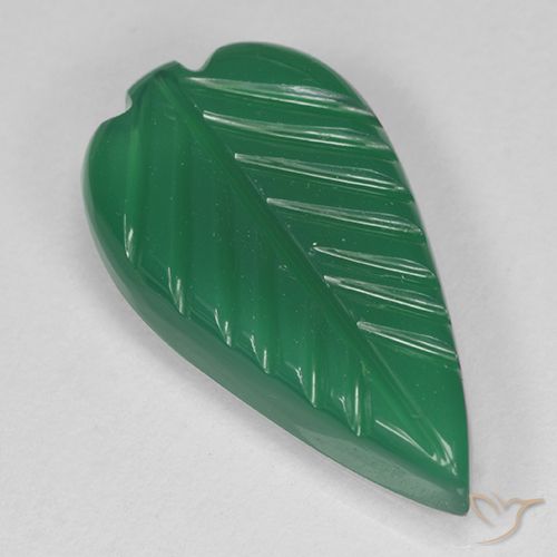 4.01ct Natürlicher Mittelgrün Achat, Blumen-Schliff, Lichtdurchlässig