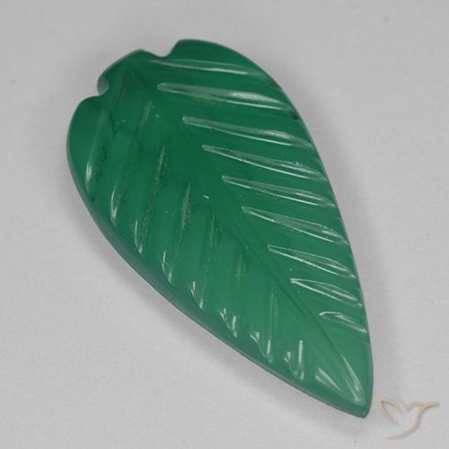 2.19ct Natürlicher Mittelgrün Achat, Blumen-Schliff, Lichtdurchlässig