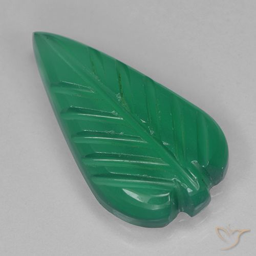 2.16ct Natürlicher Warmes Grün Achat, Blumen-Schliff, Lichtdurchlässig