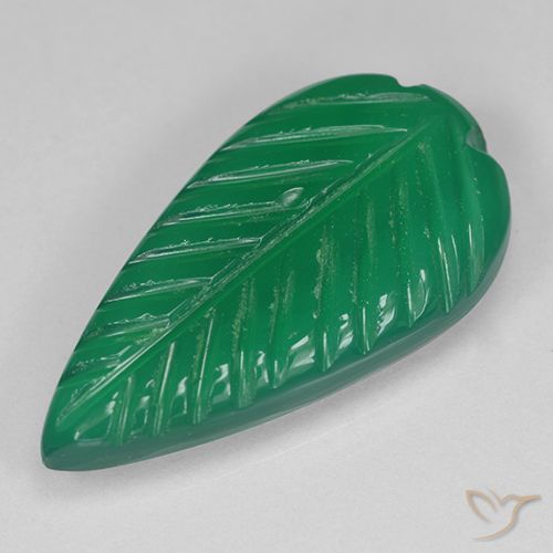 4.46ct Natürlicher Warmes Grün Achat, Blumen-Schliff, Lichtdurchlässig
