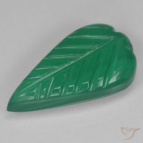 2.57ct Natürlicher Mittelgrün Achat, Blumen-Schliff, Lichtdurchlässig