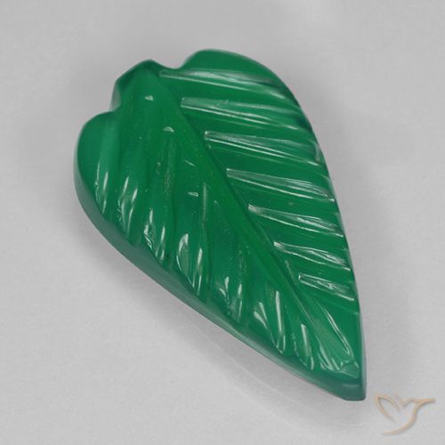 2.62ct Natürlicher Mittelgrün Achat, Blumen-Schliff, Lichtdurchlässig, Photo A
