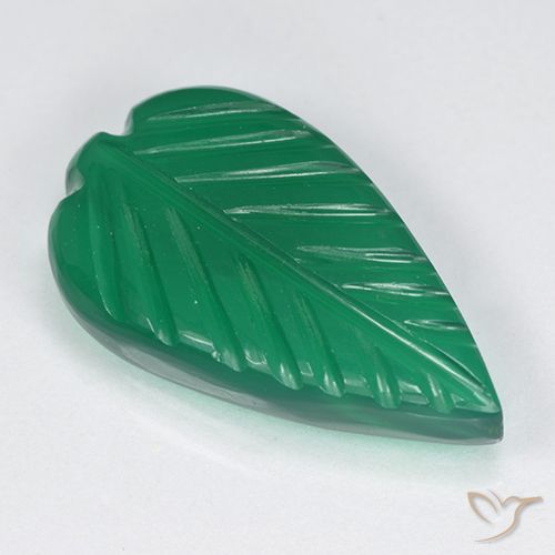 3.77ct Natürlicher Warmes Grün Achat, Blumen-Schliff, Lichtdurchlässig
