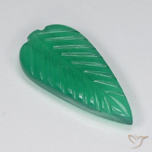 3.13ct Natürlicher Warmes Grün Achat, Blumen-Schliff, Lichtdurchlässig