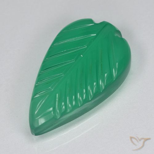 3.60ct Natürlicher Warmes Grün Achat, Blumen-Schliff, Lichtdurchlässig