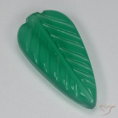 2.82ct Natürlicher Mittelgrün Achat, Blumen-Schliff, Lichtdurchlässig