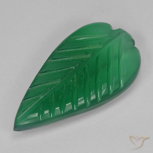 3.69ct Natürlicher Waldgrün Achat, Blumen-Schliff, Lichtdurchlässig