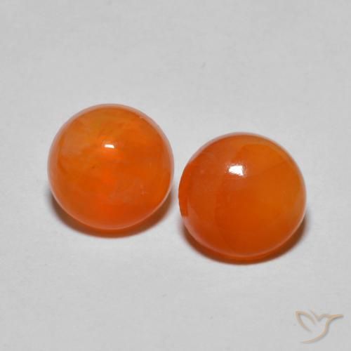 2.21ctw Natürlicher Mittelorange Achat, Runden, Transparent