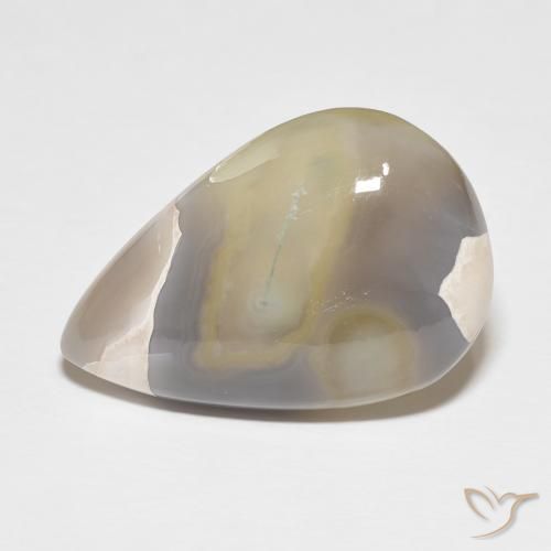 26.97ct Natürlicher Mehrfarbiges Weiß Achat, Birnenform, Lichtundurchlässig